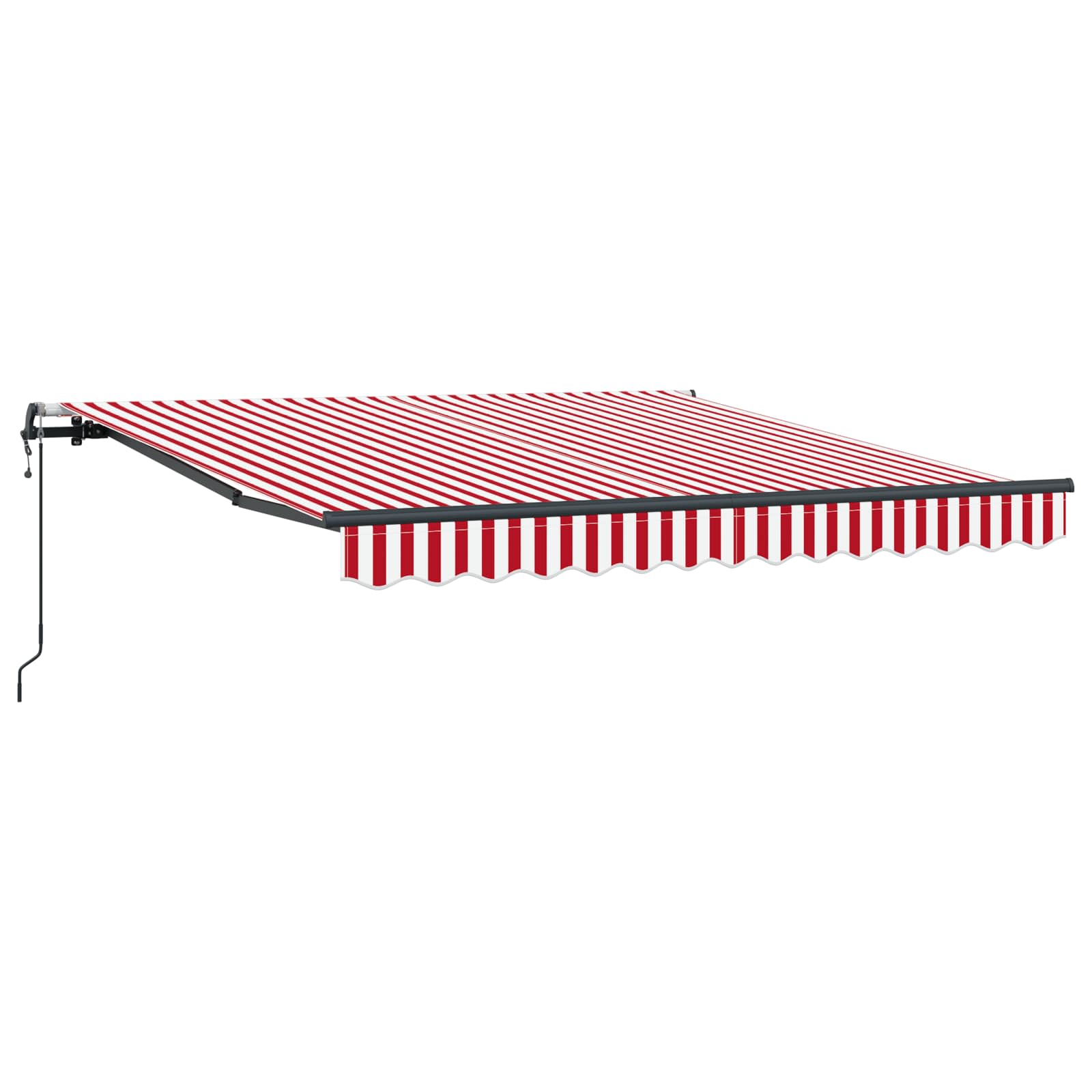 Skrovita tenda Crvena i bijela 300 x 250 cm Tkanina i Aluminij