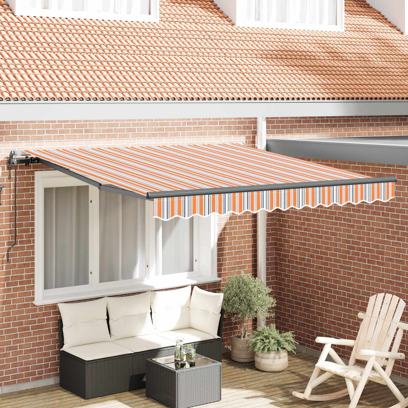 Skrovita tenda Šareni 300 x 250 cm Tkanina i Aluminij