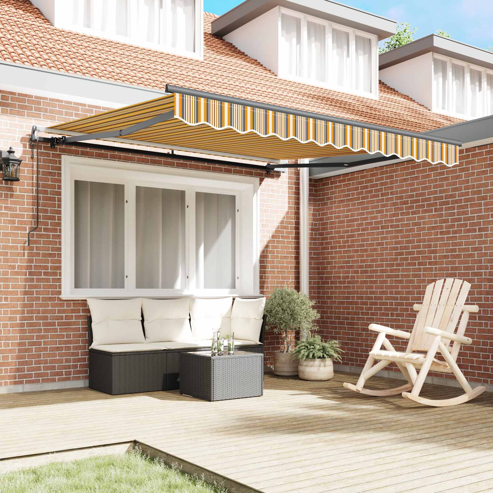 Skrovita tenda Šareni 300 x 250 cm Tkanina i Aluminij