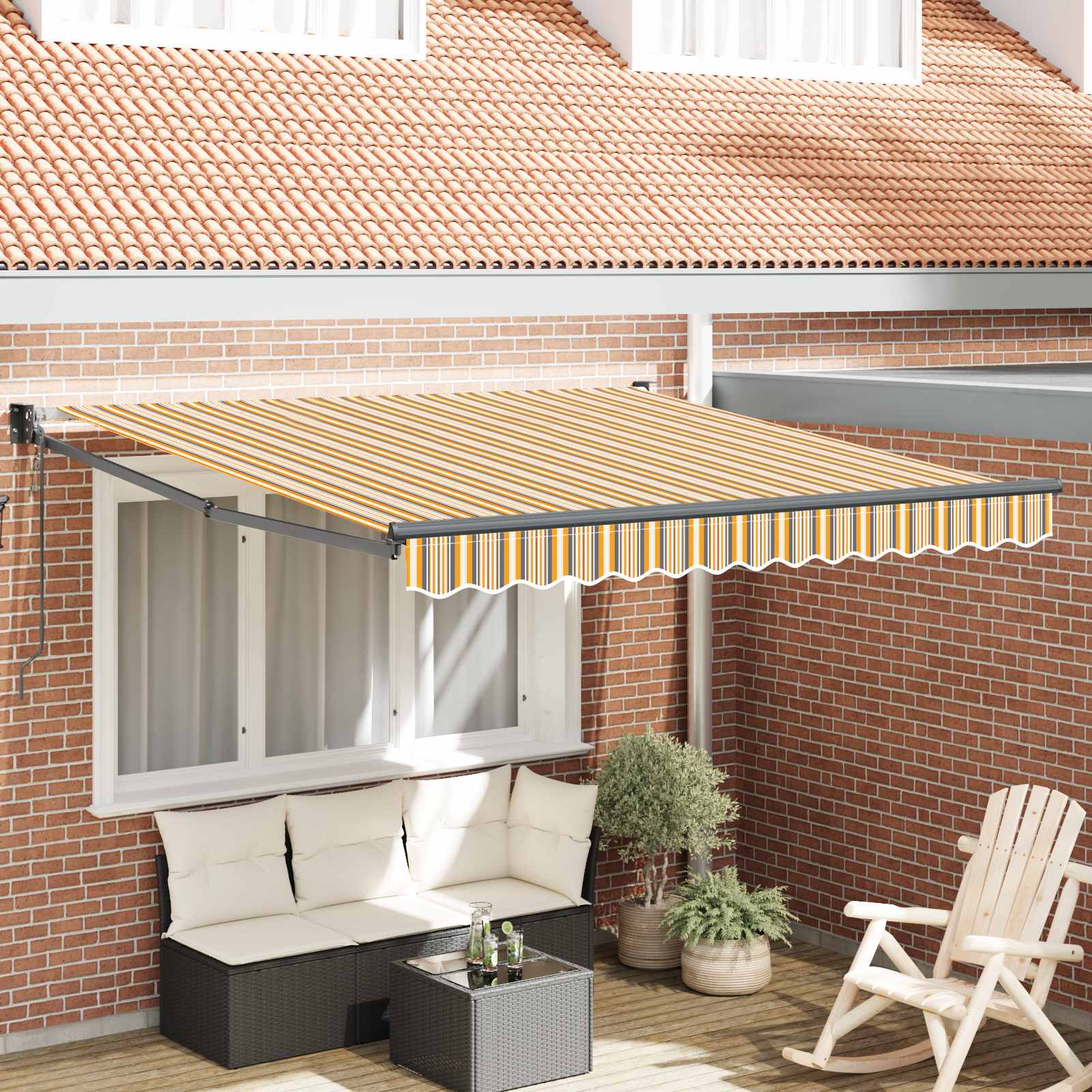 Skrovita tenda Šareni 300 x 250 cm Poliester i aluminij