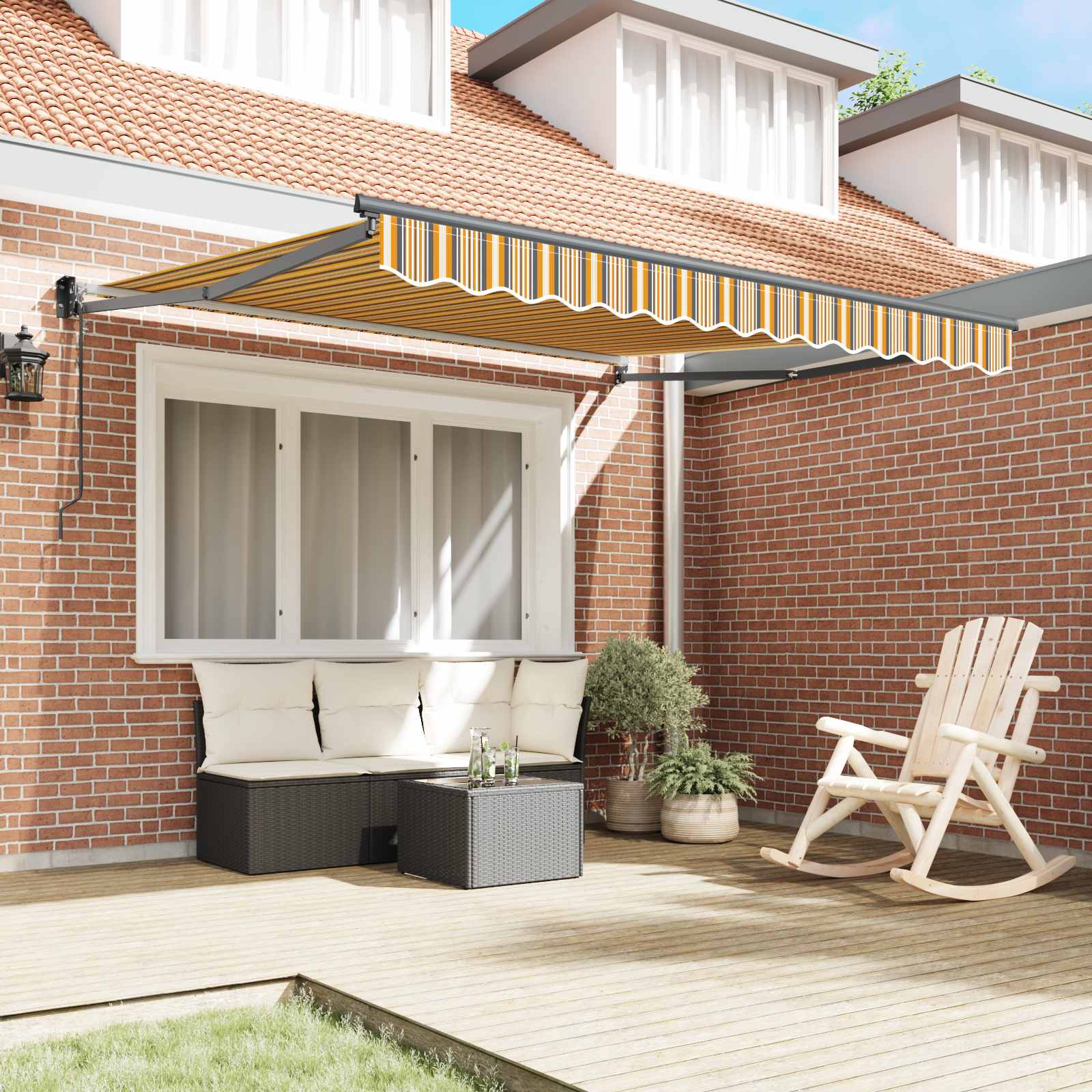 Skrovita tenda Šareni 300 x 250 cm Poliester i aluminij