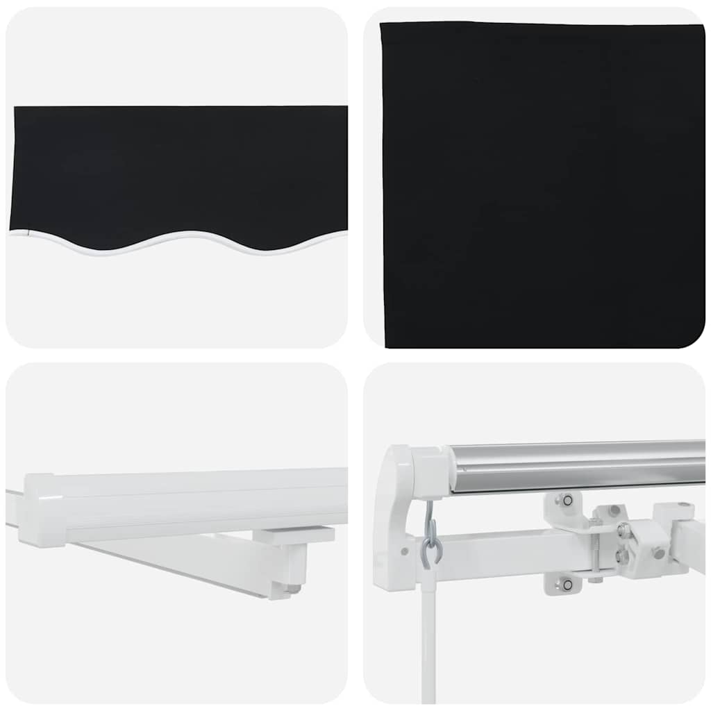 Skrovita tenda S LED lampica Crna 300 x 250 cm Tkanina i čelik