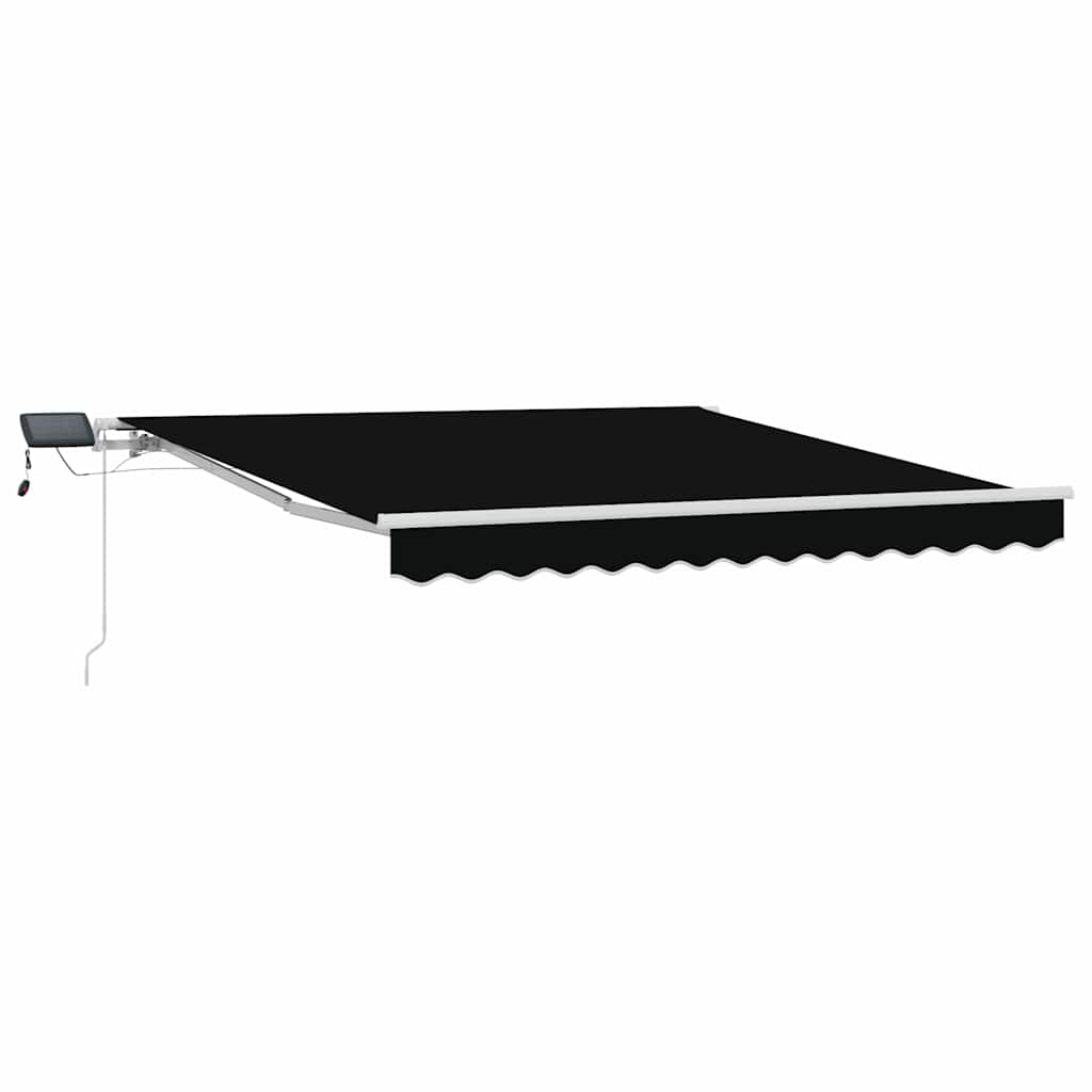 Skrovita tenda S LED lampica Crna 300 x 250 cm Tkanina i čelik