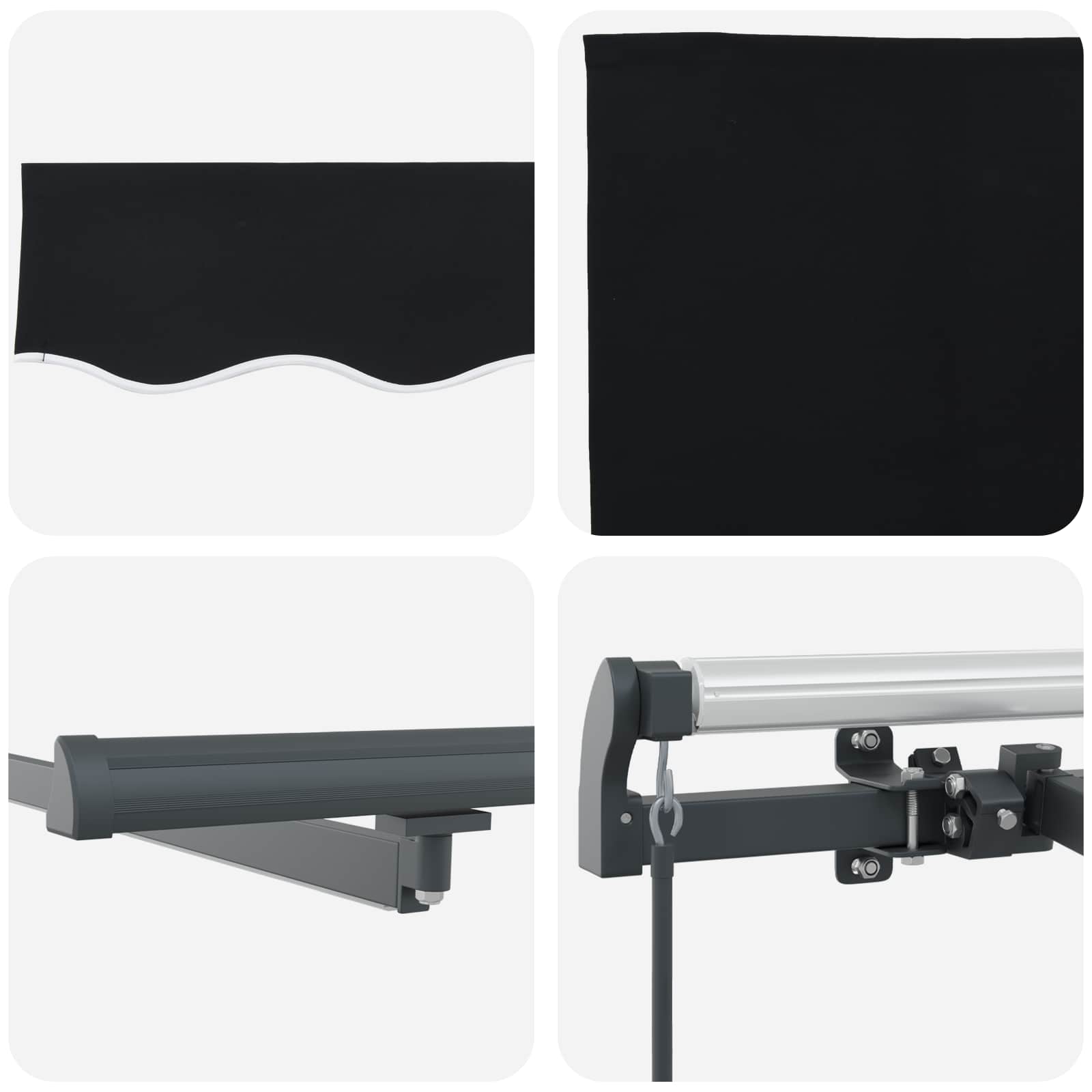 Skrovita tenda S LED lampica Crna 300 x 250 cm tkanina