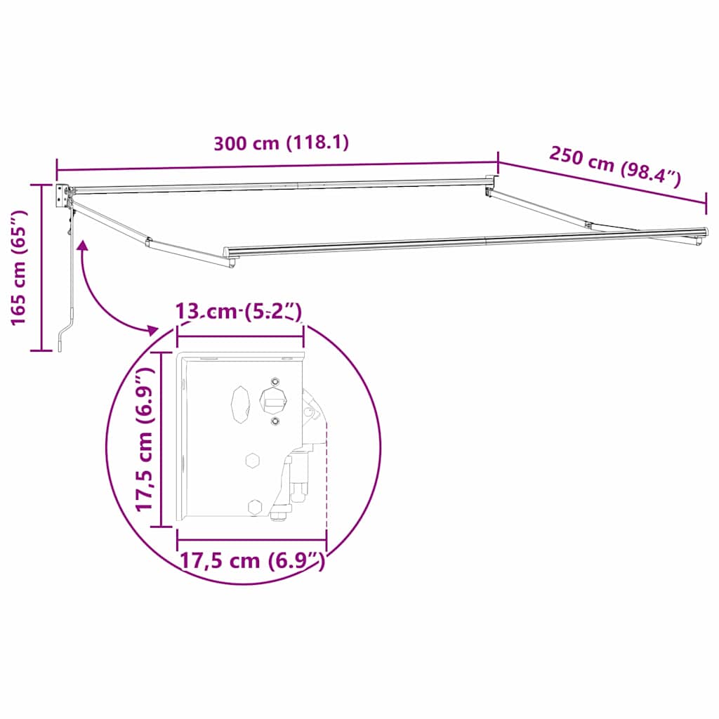 Nadstrešnica Crna 300 x 250 x 165 cm Poliester