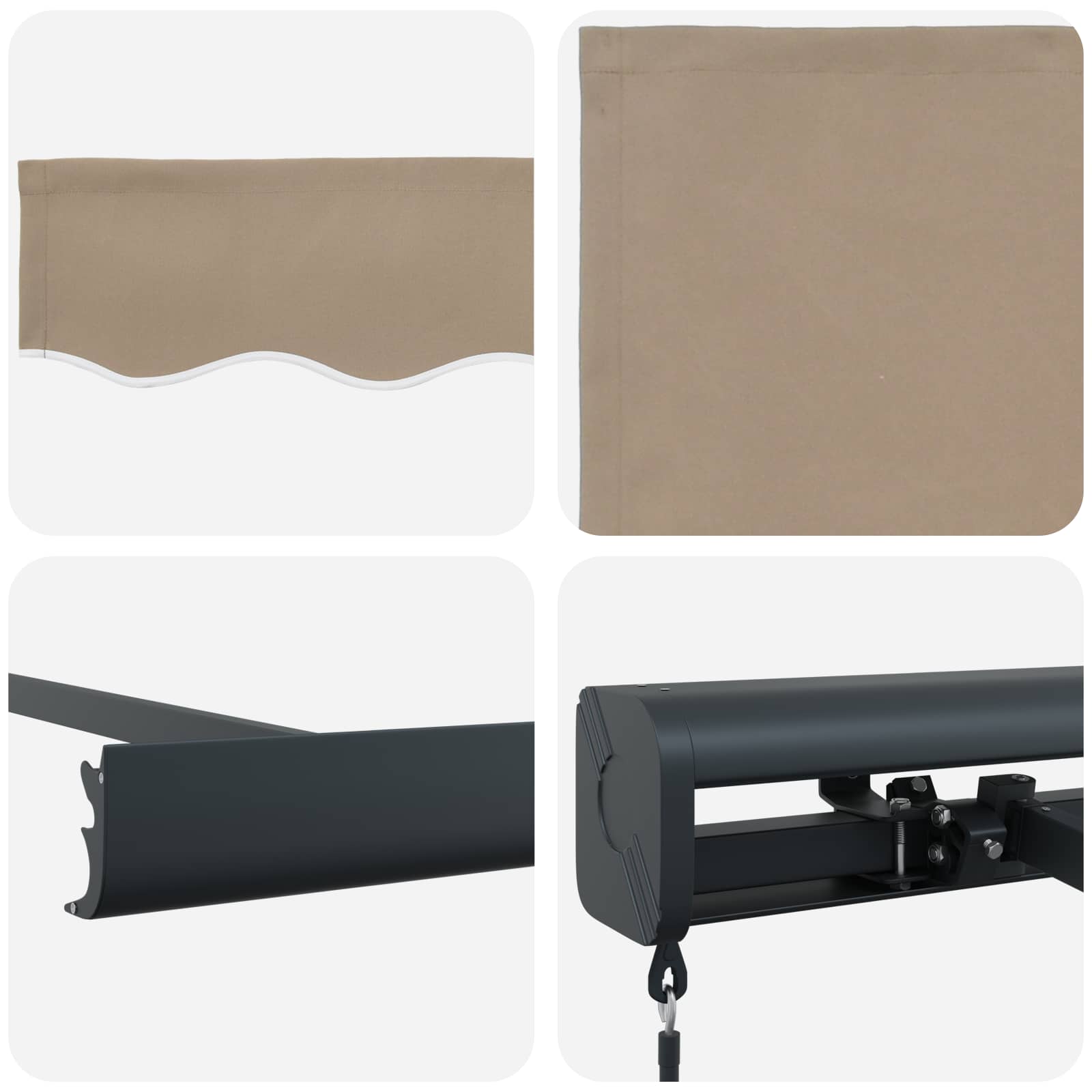 Skrovita tenda Bež 300 x 250 cm Tkanina i Metal