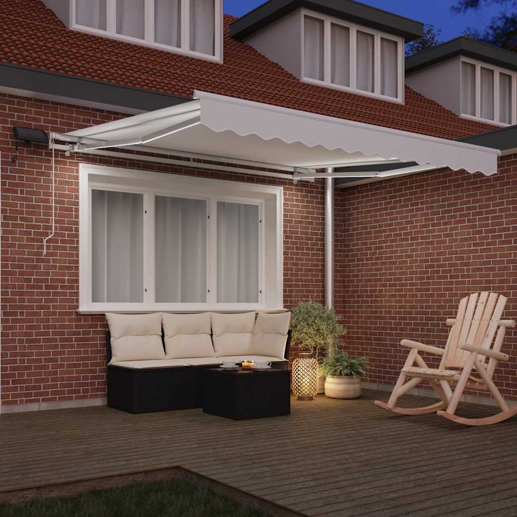 Skrovita tenda Bijelo 300 x 250 cm Tkanina i čelik
