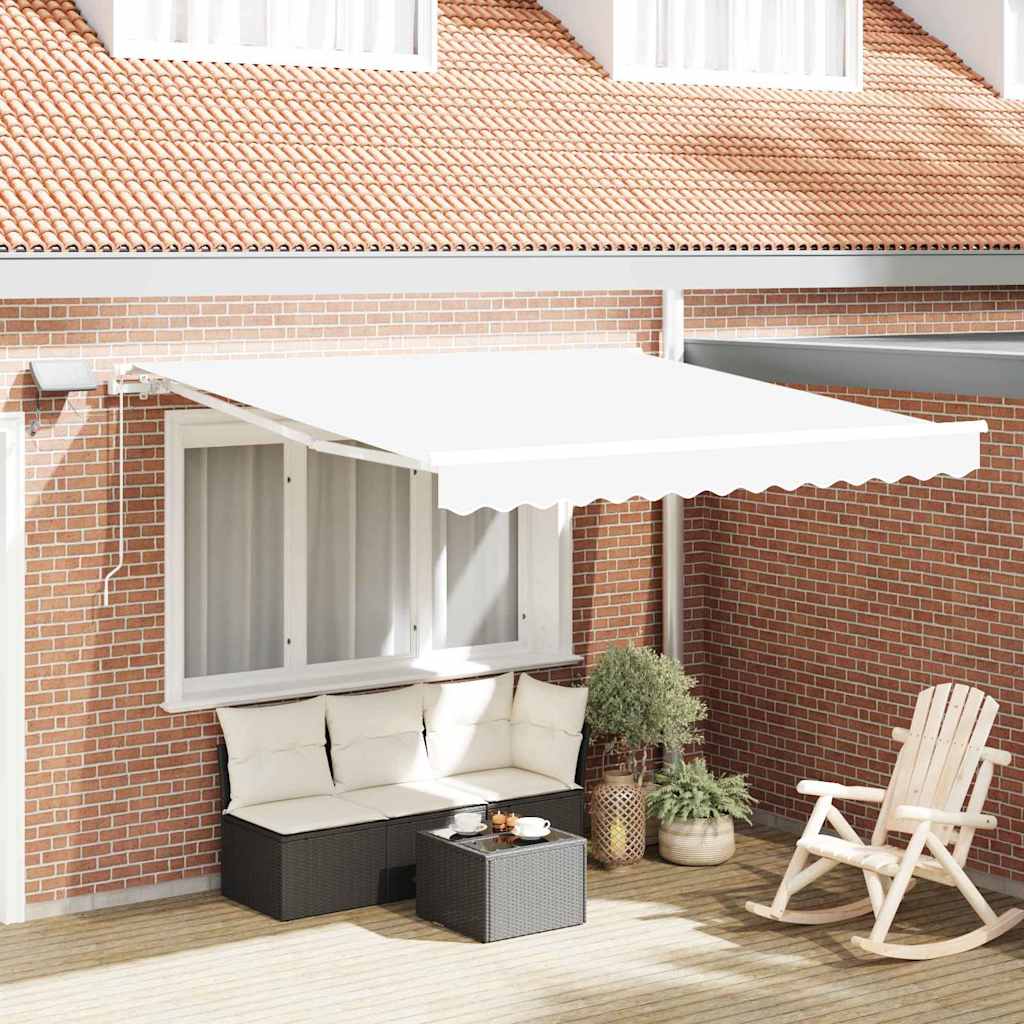 Skrovita tenda Bijelo 300 x 250 cm Tkanina i čelik