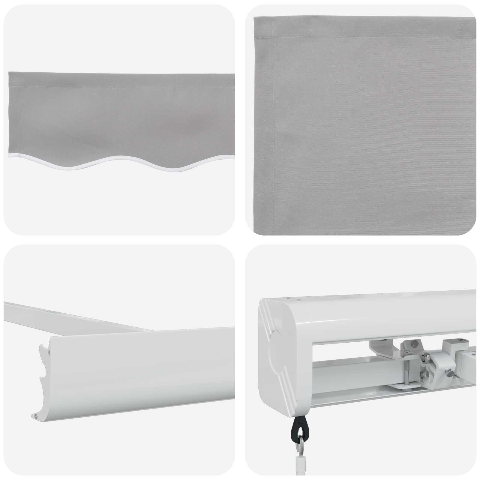 Skrovita tenda Svijetlo siva 300 x 250 cm Tkanina i Metal