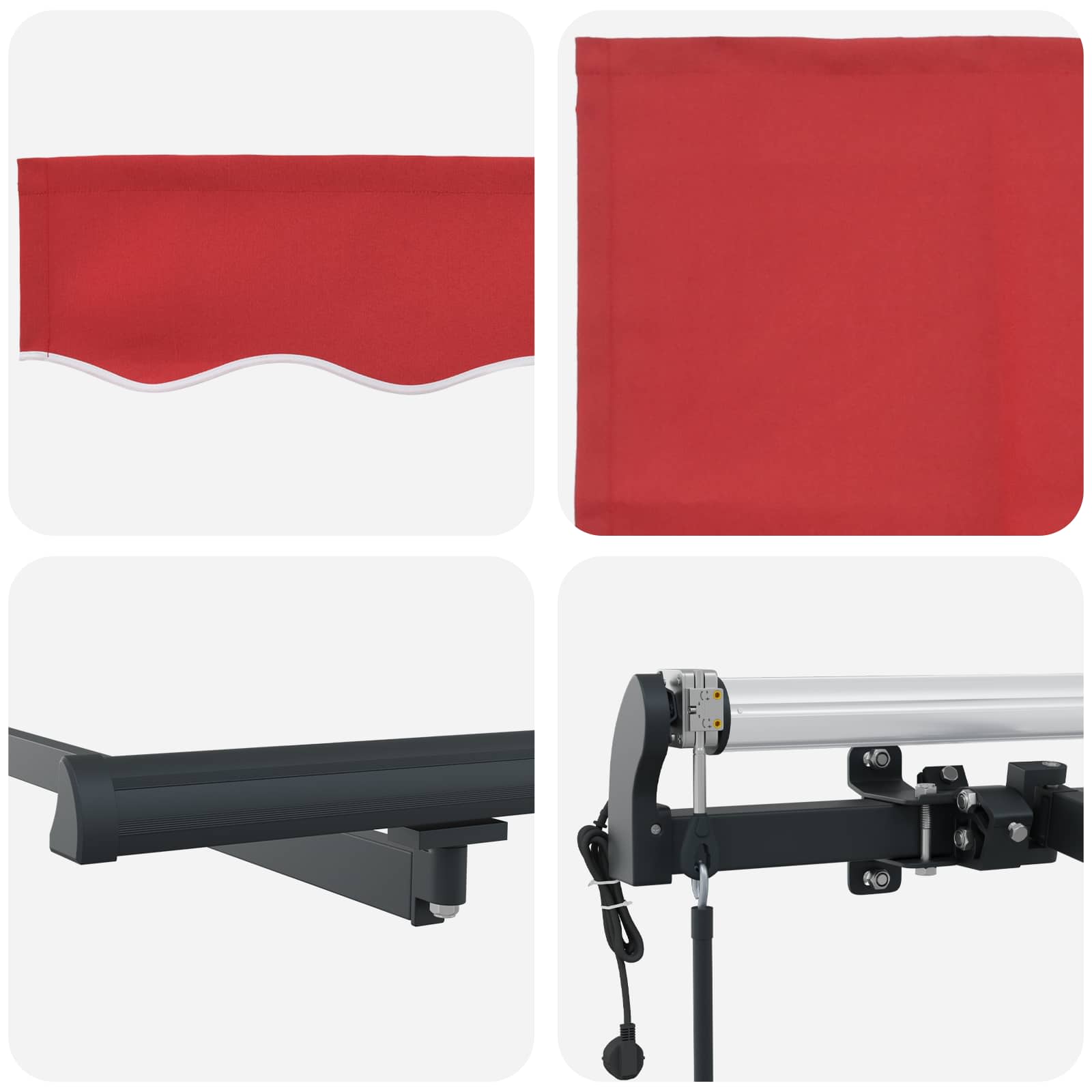 Skrovita tenda Crvena 300 x 250 cm Tkanina i Aluminij