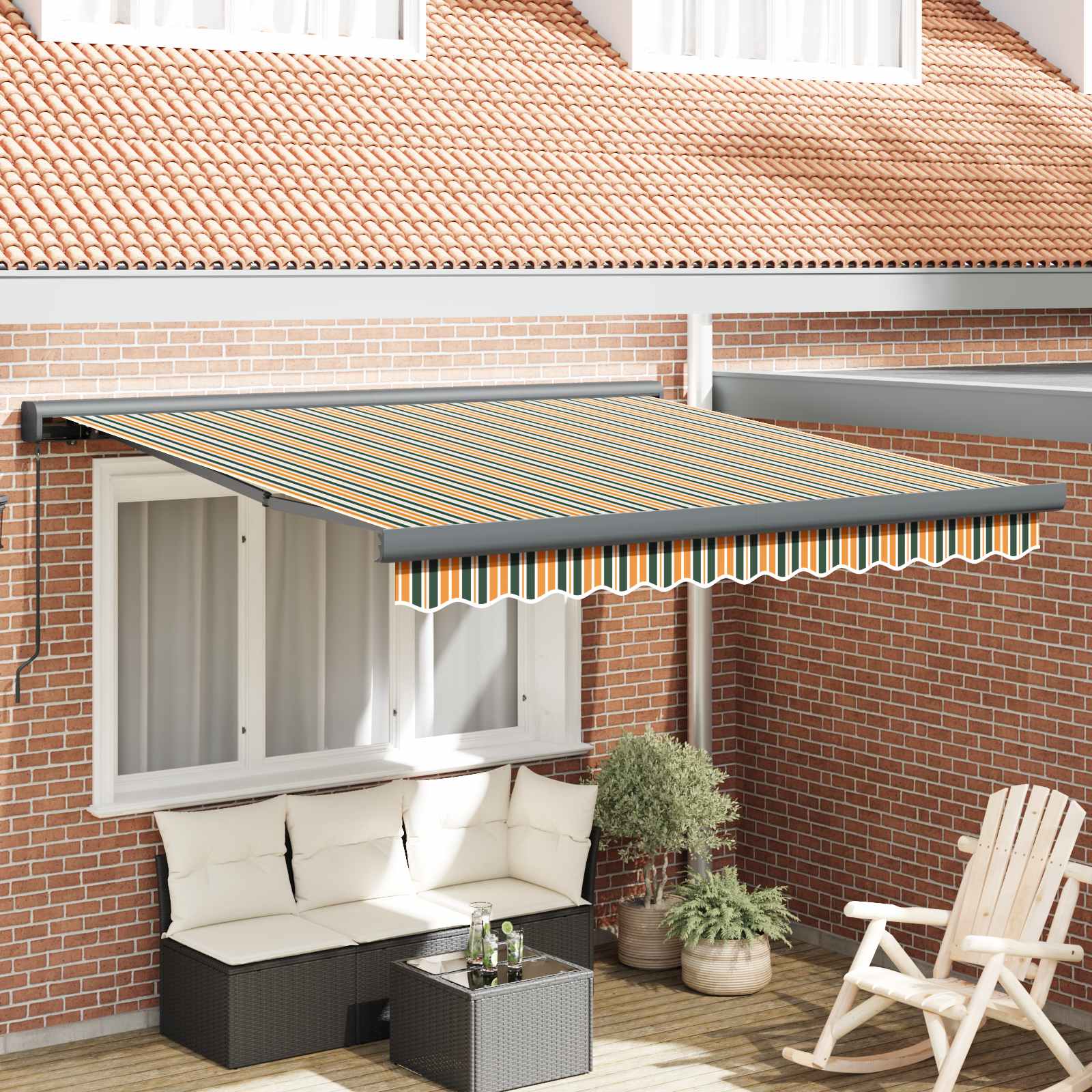 Povlačivi tende Zelena i žuta 300 x 250 cm Platno i Aluminij