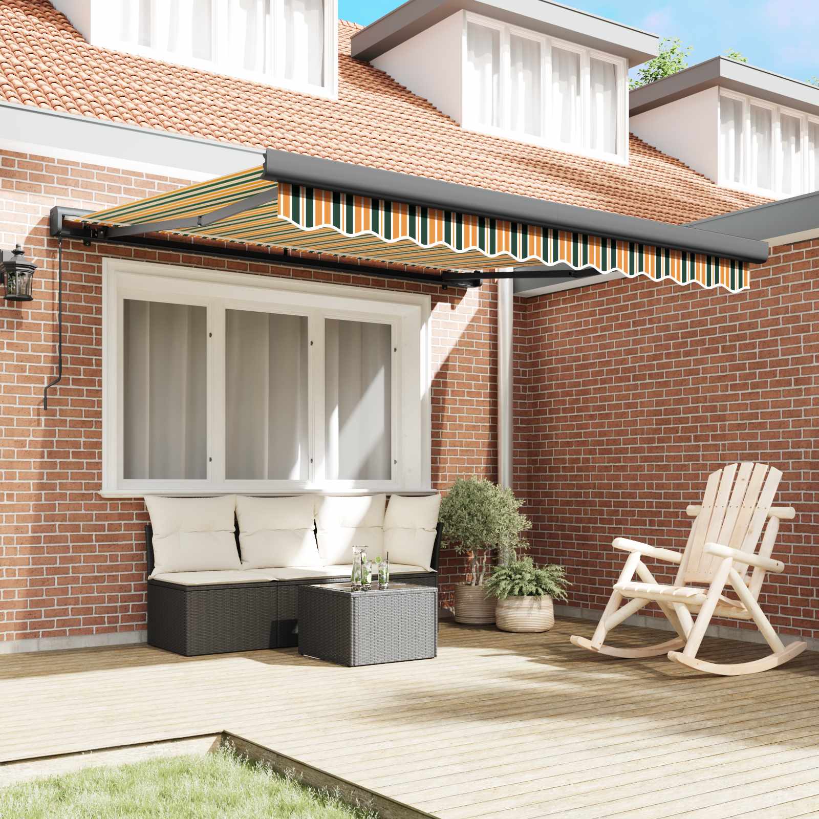 Povlačivi tende Zelena i žuta 300 x 250 cm Platno i Aluminij