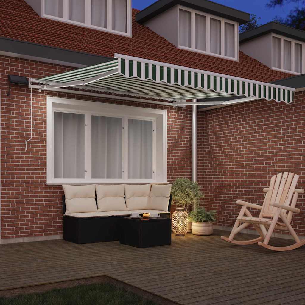 Skrovita tenda Zelena i bijela 300 x 250 cm Tkanina i čelik