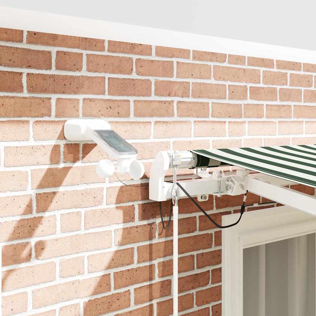 Skrovita tenda Zelena i bijela 300 x 250 cm Poliester i metal