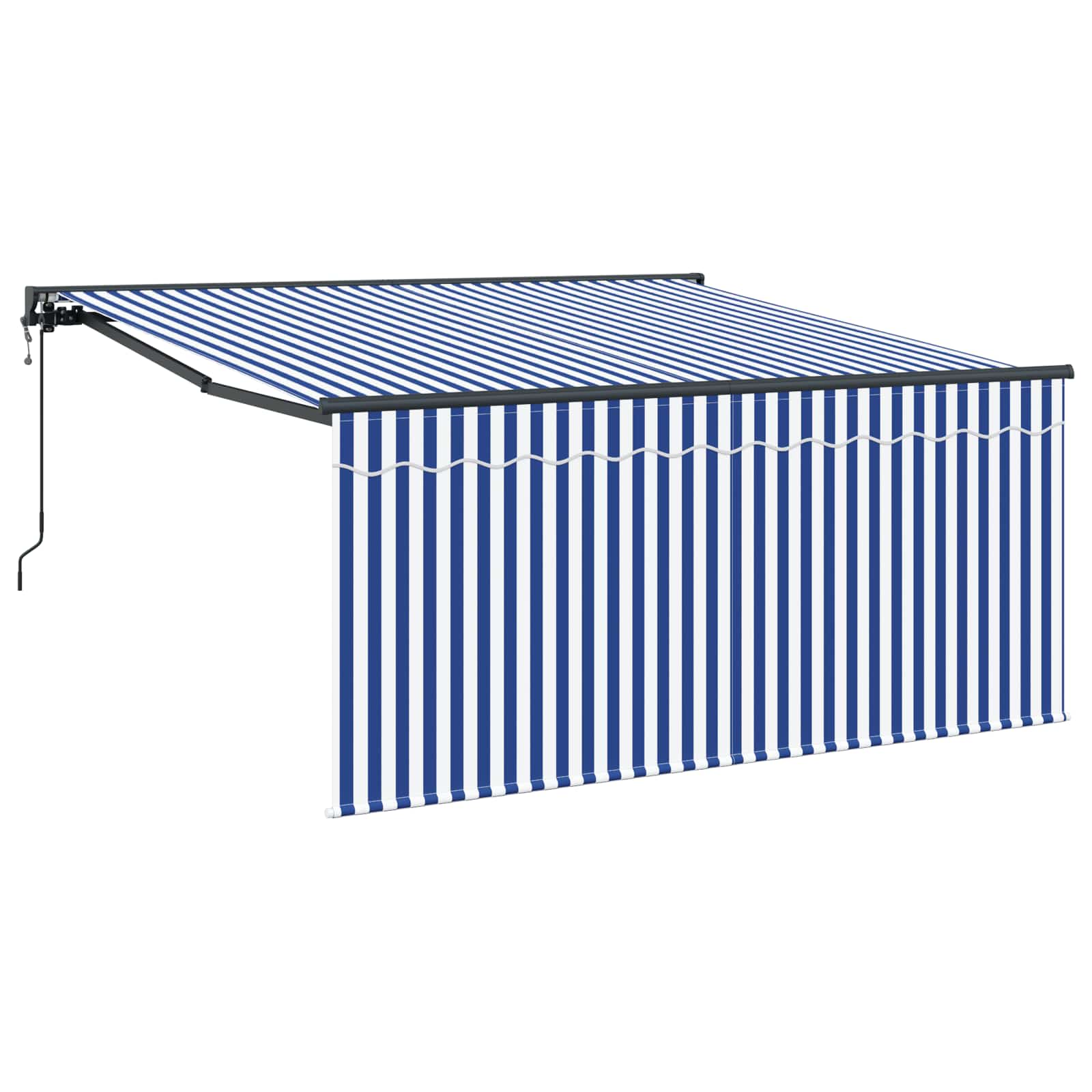 Skrovita tenda Plava i bijela 350 x 250 cm Poliester i aluminij