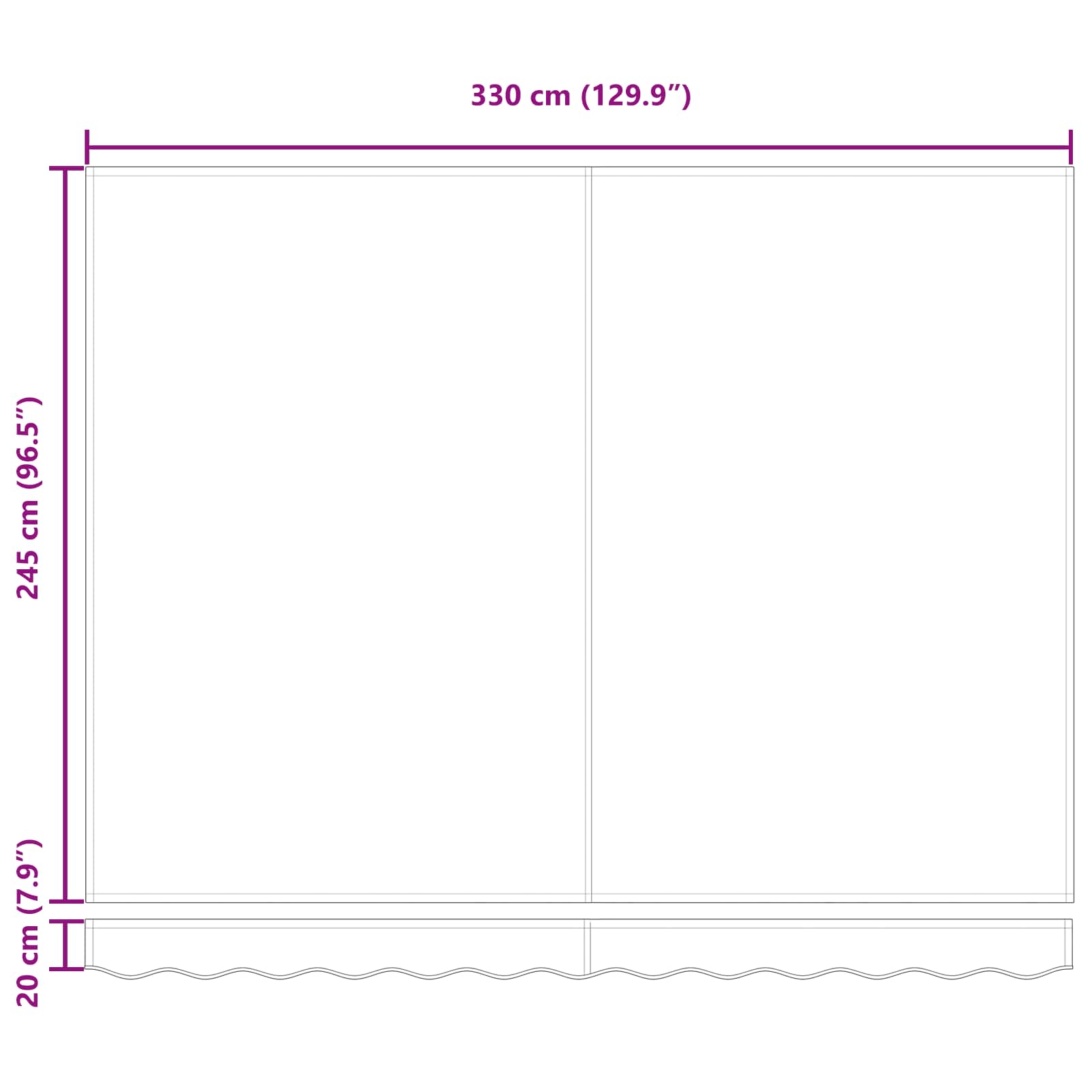 Okvir tende Žuta i bijela 350 x 250 cm Poliester s PU premazom