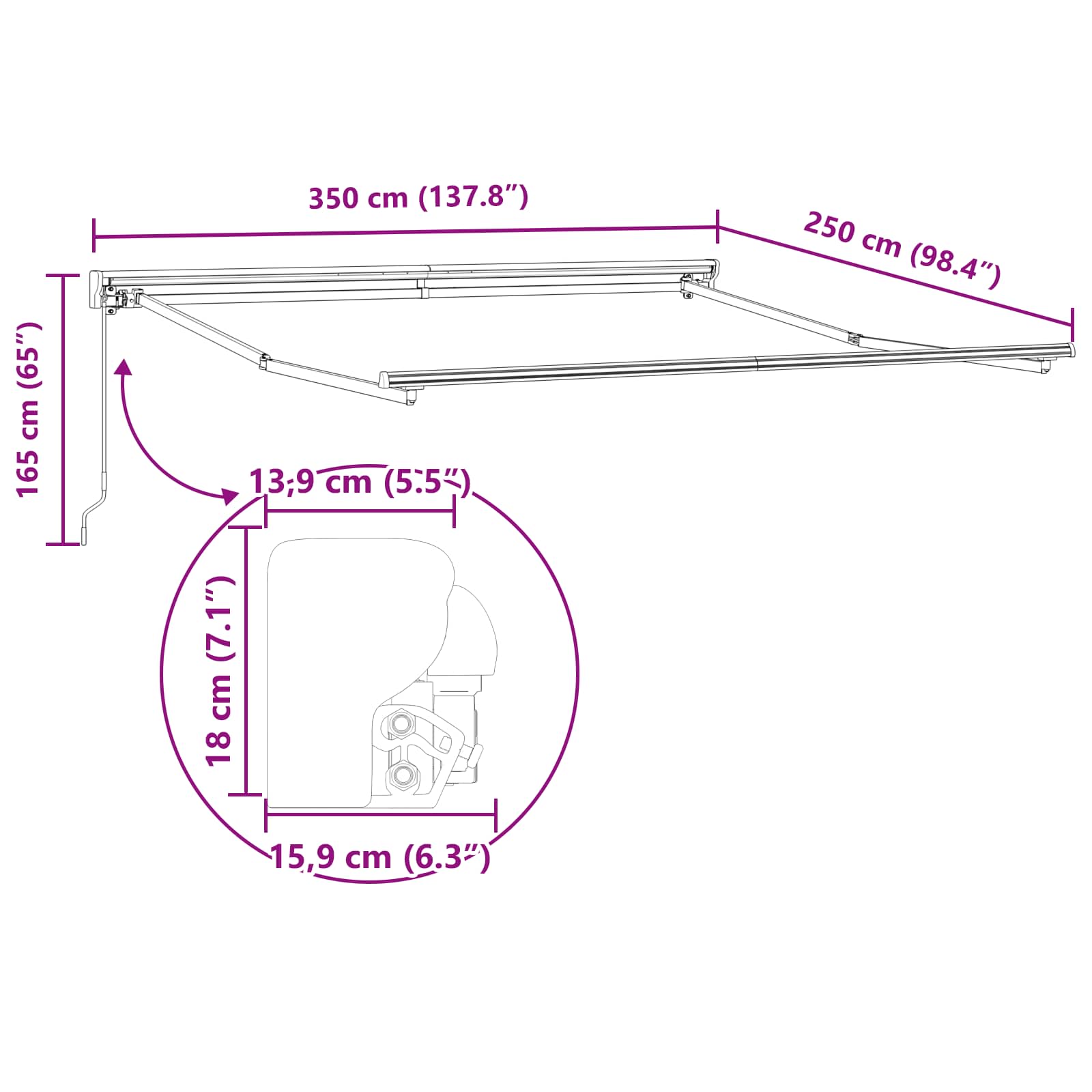 Okvir tende Žuta i bijela 350 x 250 cm Poliester s PU premazom