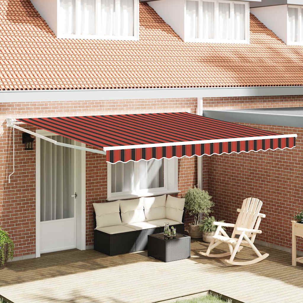Skrovita tenda Crvena i Crna 350 x 250 cm Tkanina i čelik