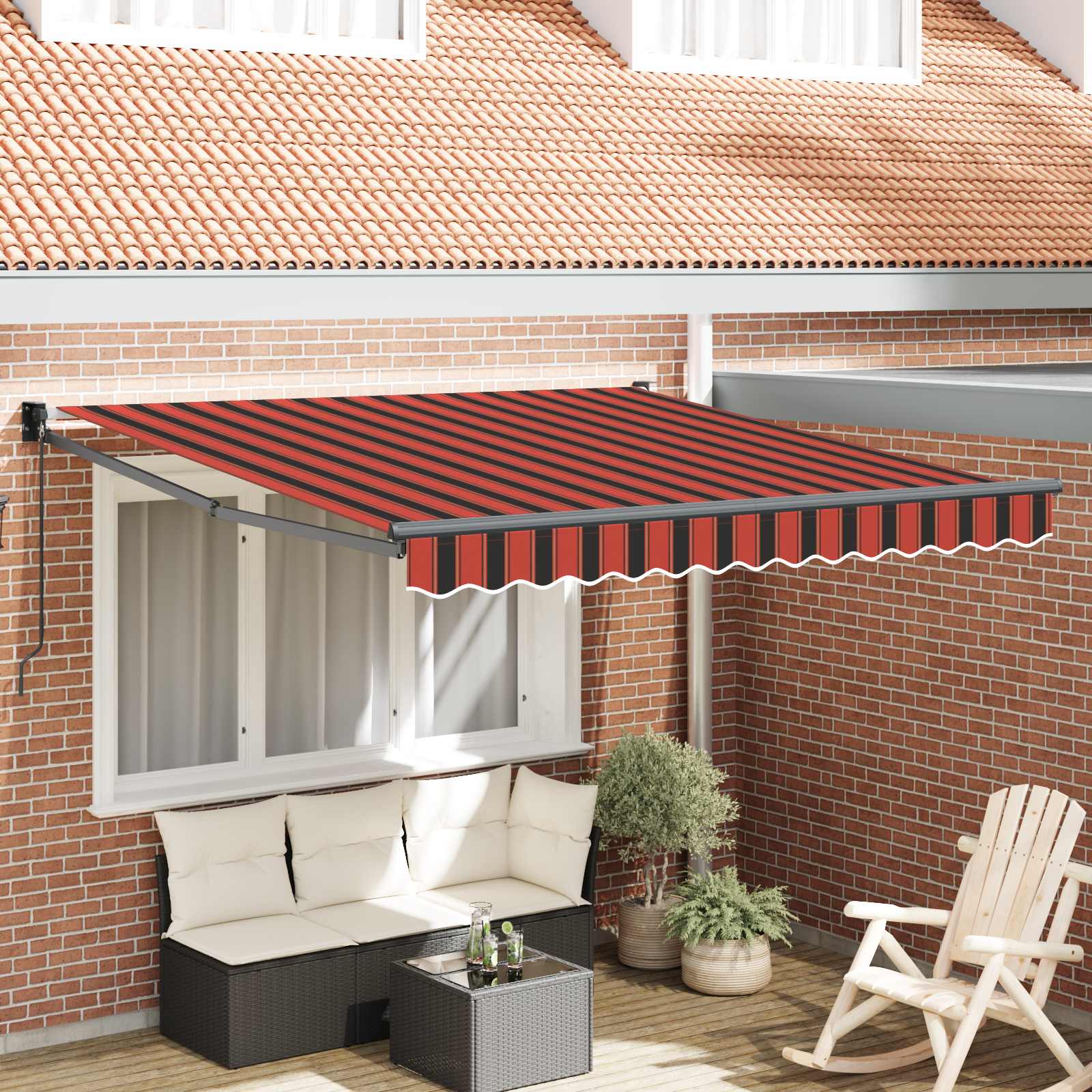 Nadstrešnica Crvena i Crna 350 x 250 x 165 cm Poliester
