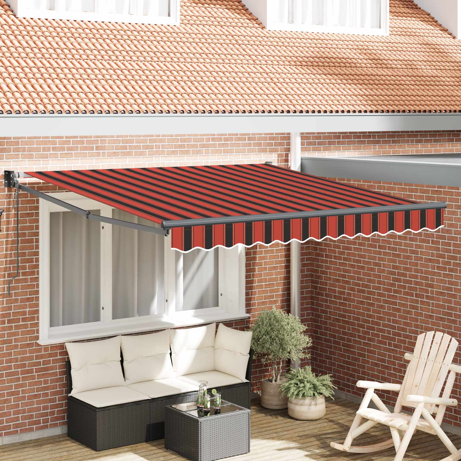 Nadstrešnica Crvena i Crna 350 x 250 x 165 cm Poliester