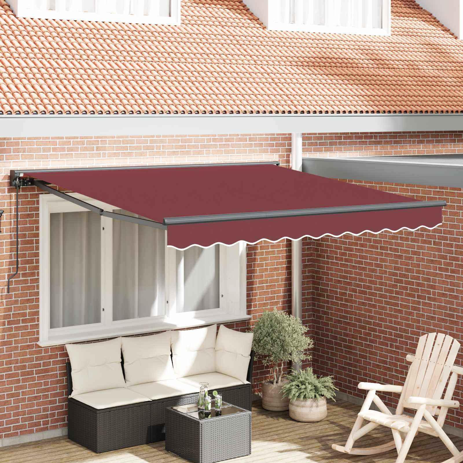 Okvir tende Tamno crvena 350 x 250 cm Poliester s PU premazom
