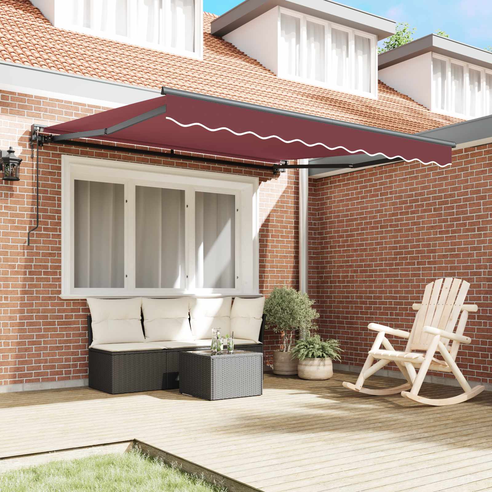 Okvir tende Tamno crvena 350 x 250 cm Poliester s PU premazom