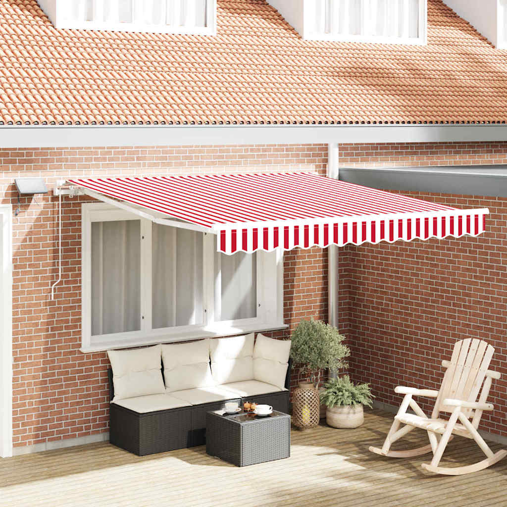 Skrovita tenda Crvena i bijela 350 x 250 cm Tkanina i čelik