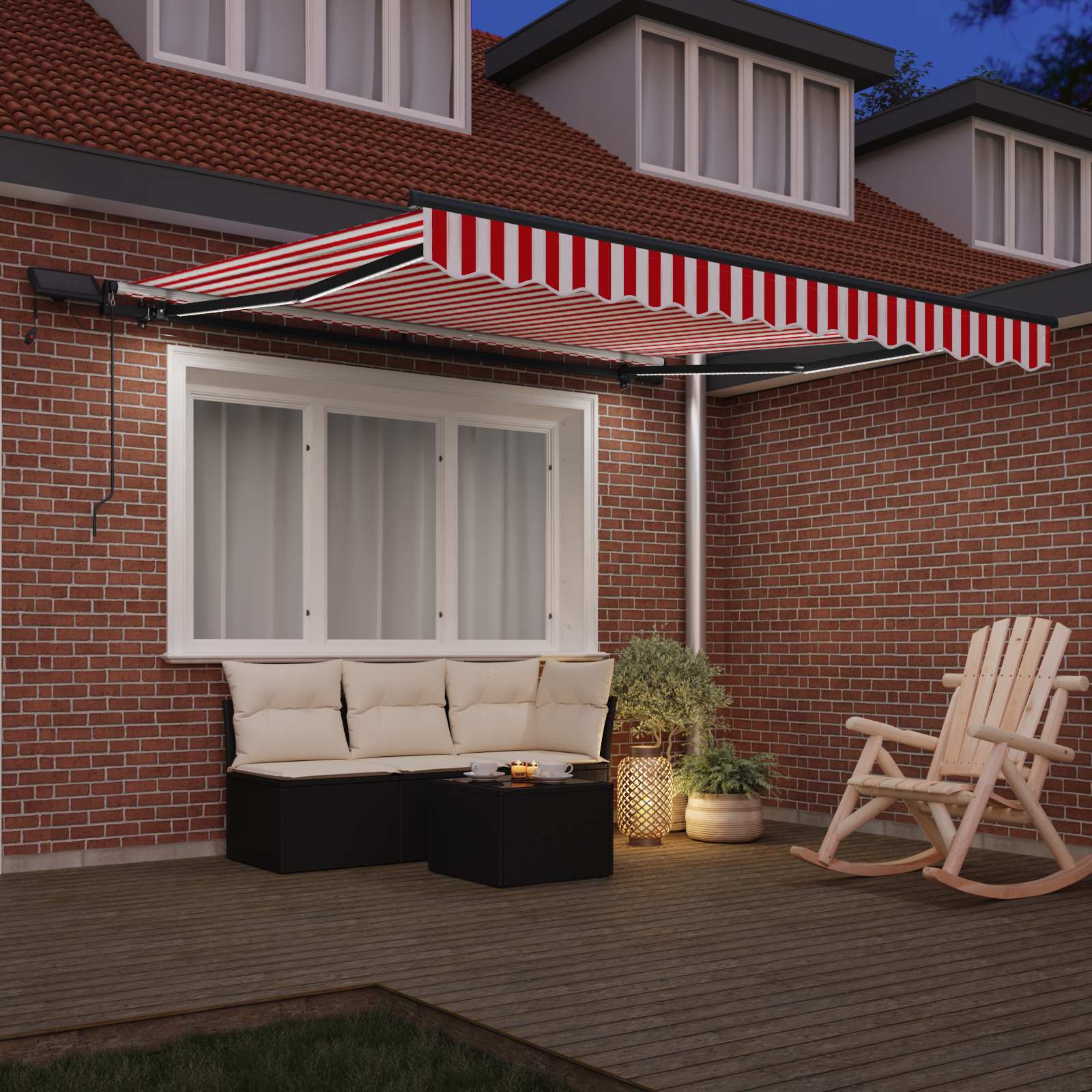 Skrovita tenda Crvena i bijela 350 x 250 cm tkanina