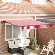 Skrovita tenda Crvena i bijela 350 x 250 cm Tkanina i Aluminij