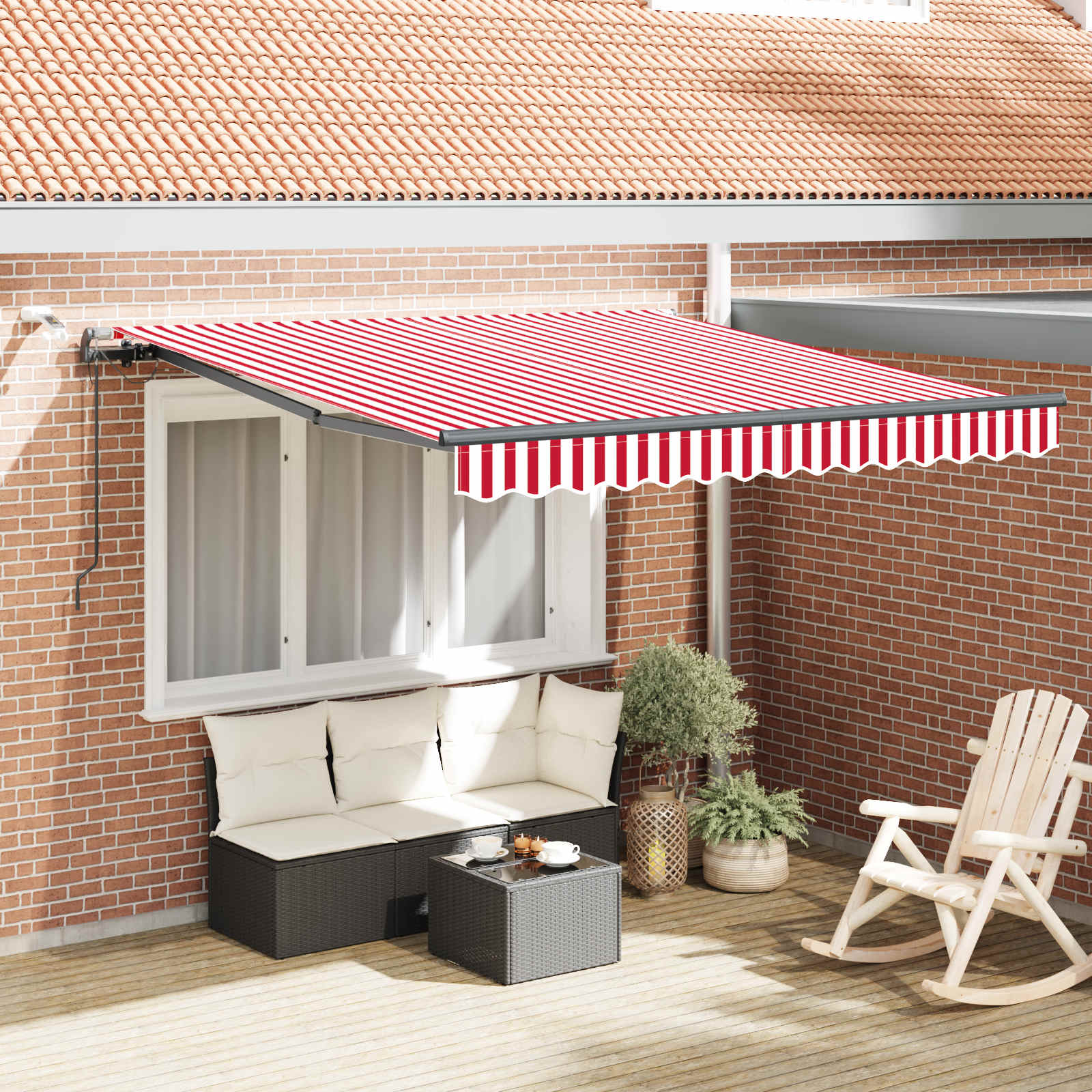 Povlačivi tende Crvena i bijela 350 x 250 cm Poliester