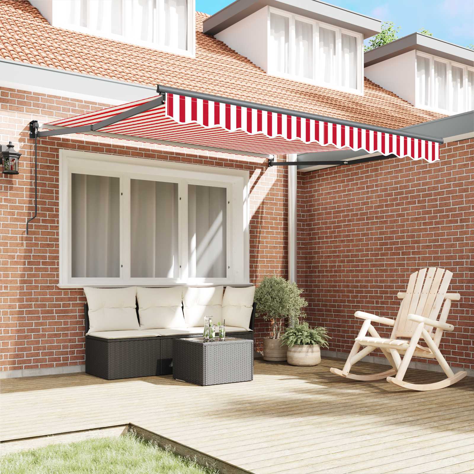 Skrovita tenda Crvena i bijela 350 x 250 cm