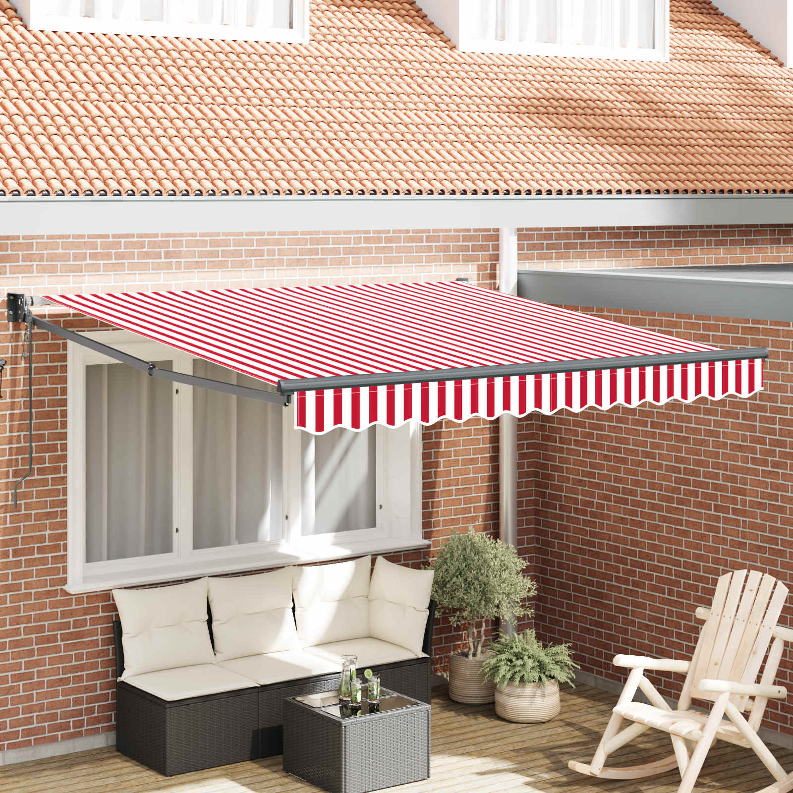 Skrovita tenda Crvena i bijela 350 x 250 cm
