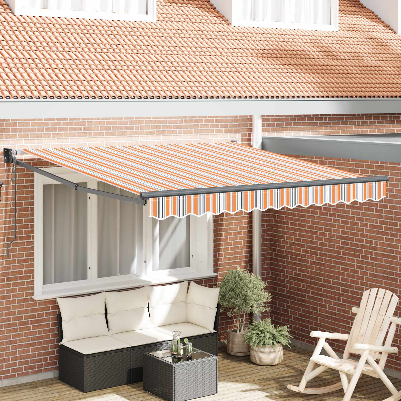 Skrovita tenda Šareni 350 x 250 cm Poliester i aluminij