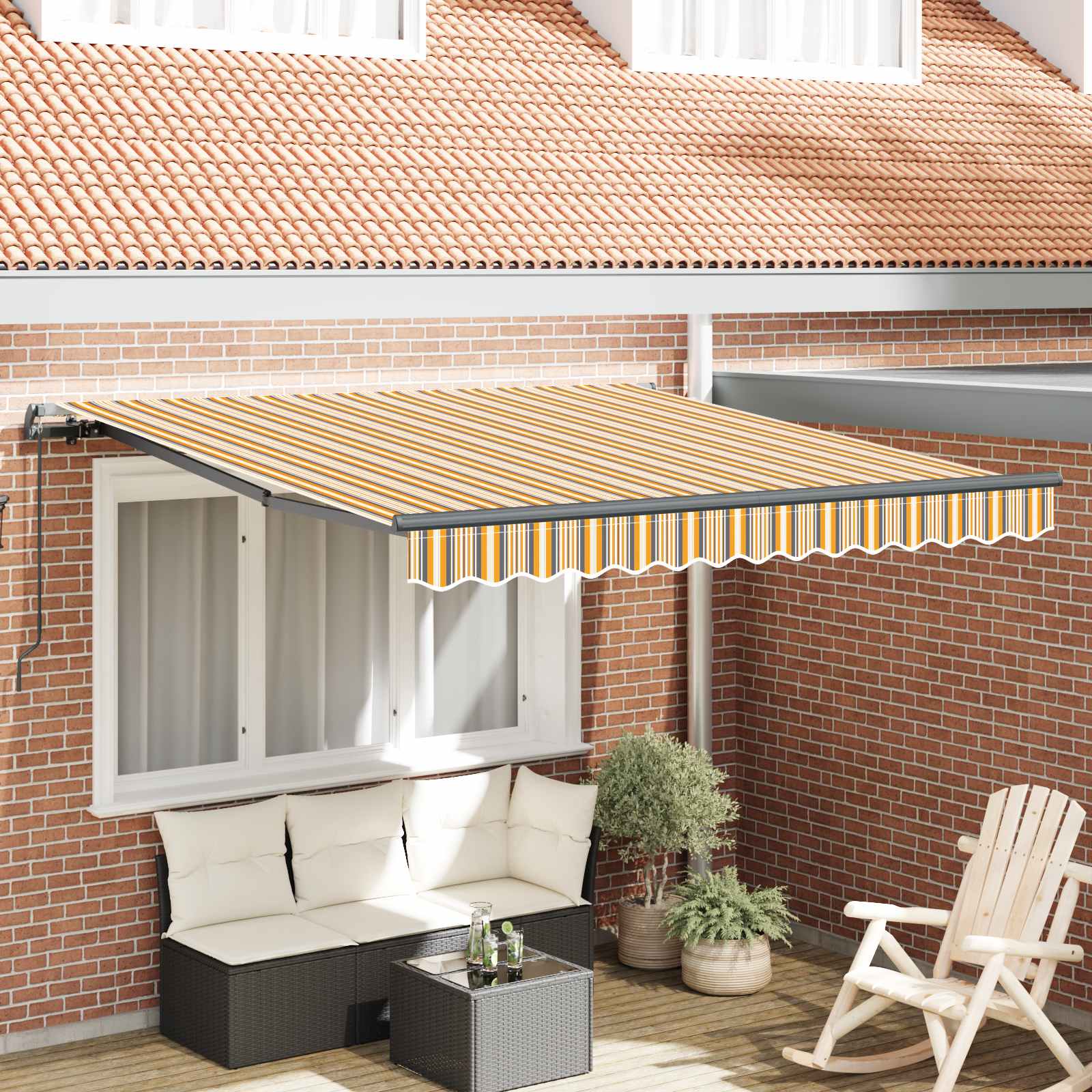 Skrovita tenda Šareni 350 x 250 cm Poliester i čelik