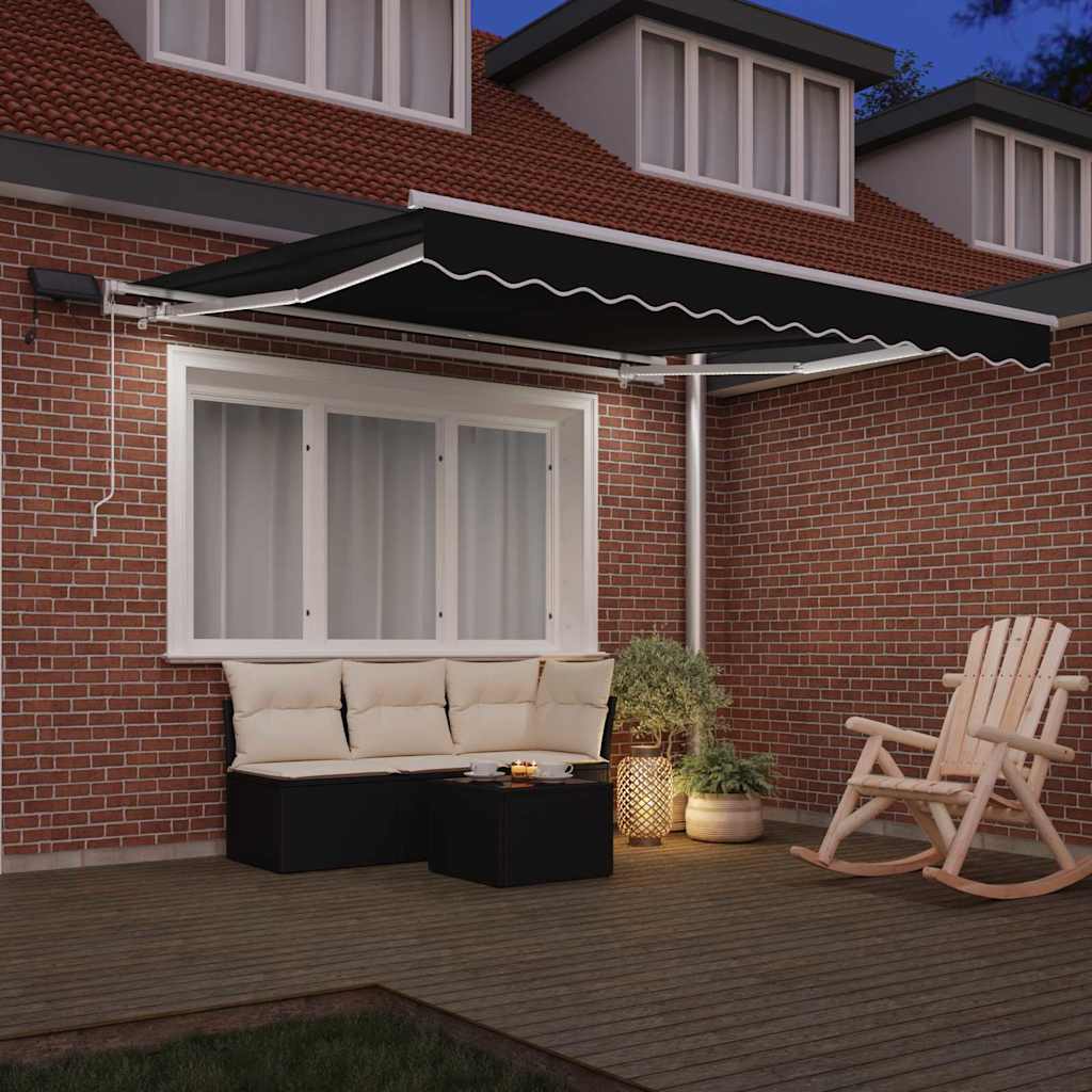 Skrovita tenda Crna 350 x 250 cm Tkanina i čelik