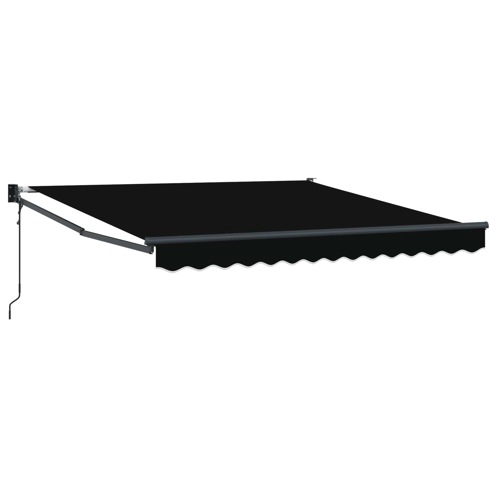 Skrovita tenda Crna 350 x 250 cm Poliester i aluminij