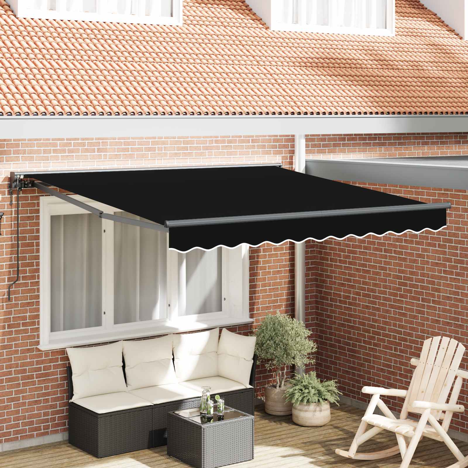 Okvir tende Crna 350 x 250 cm Poliester s PU premazom