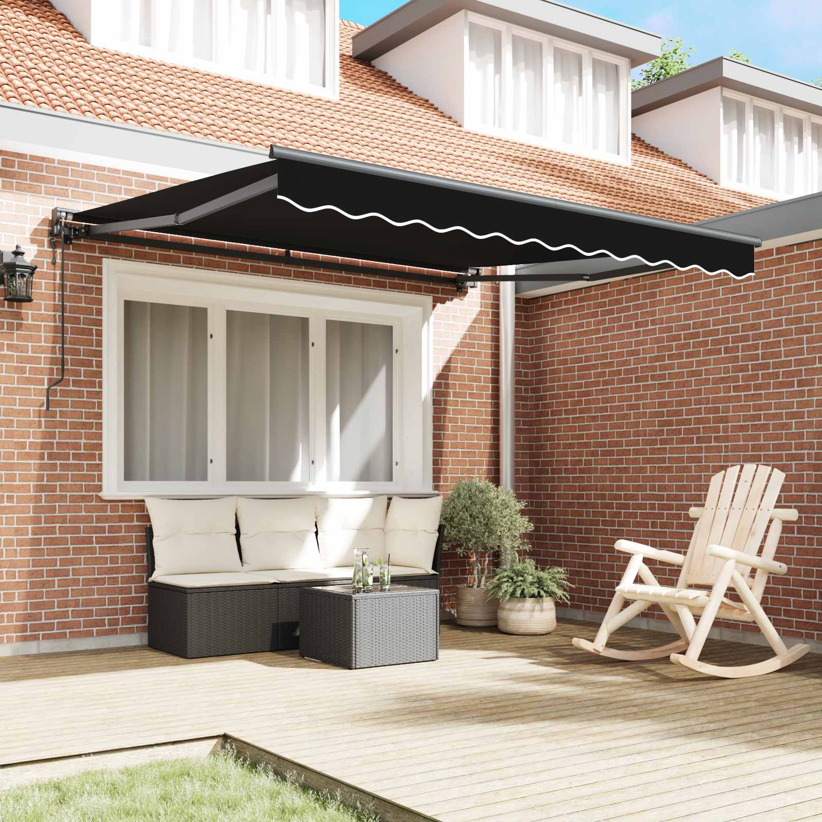 Okvir tende Crna 350 x 250 cm Poliester s PU premazom