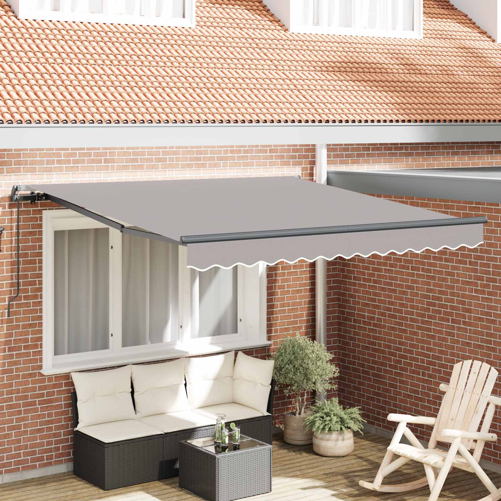 Skrovita tenda Svijetlo siva 350 x 250 cm Poliester i čelik