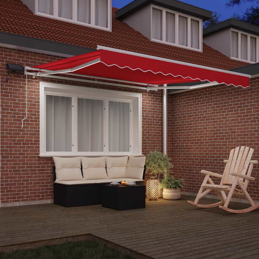 Skrovita tenda Crvena 350 x 250 cm Tkanina i čelik