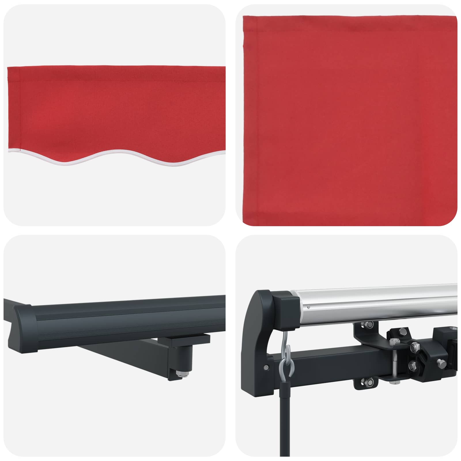 Skrovita tenda Crvena 350 x 250 cm Poliester i čelik