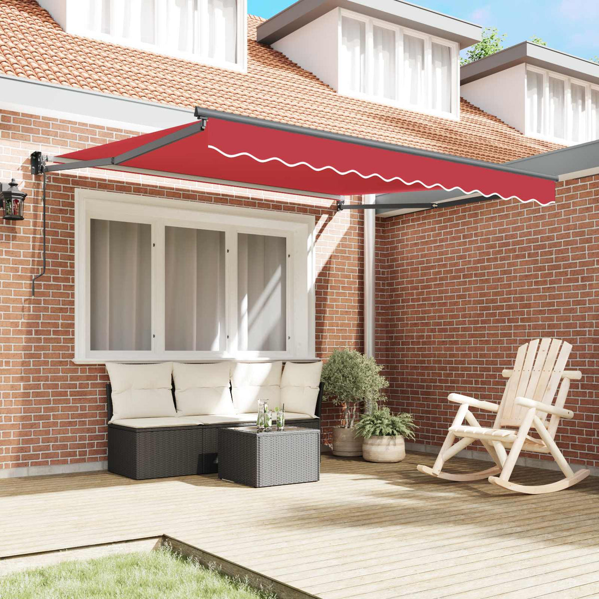 Skrovita tenda Crvena Poliester i aluminij 350 x 250 cm