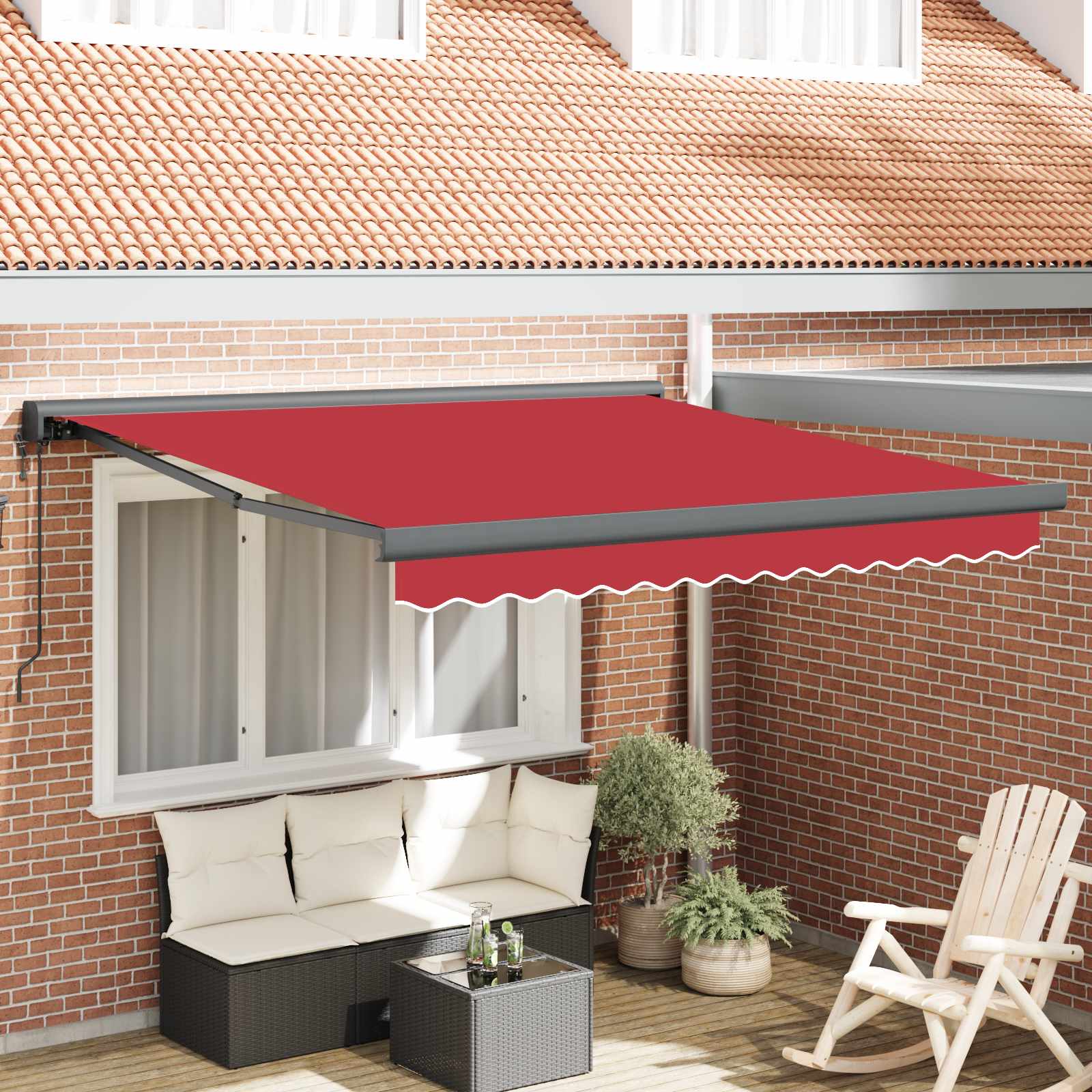 Nadstrešnica Crvena 350 x 250 x 165 cm Poliester i aluminij