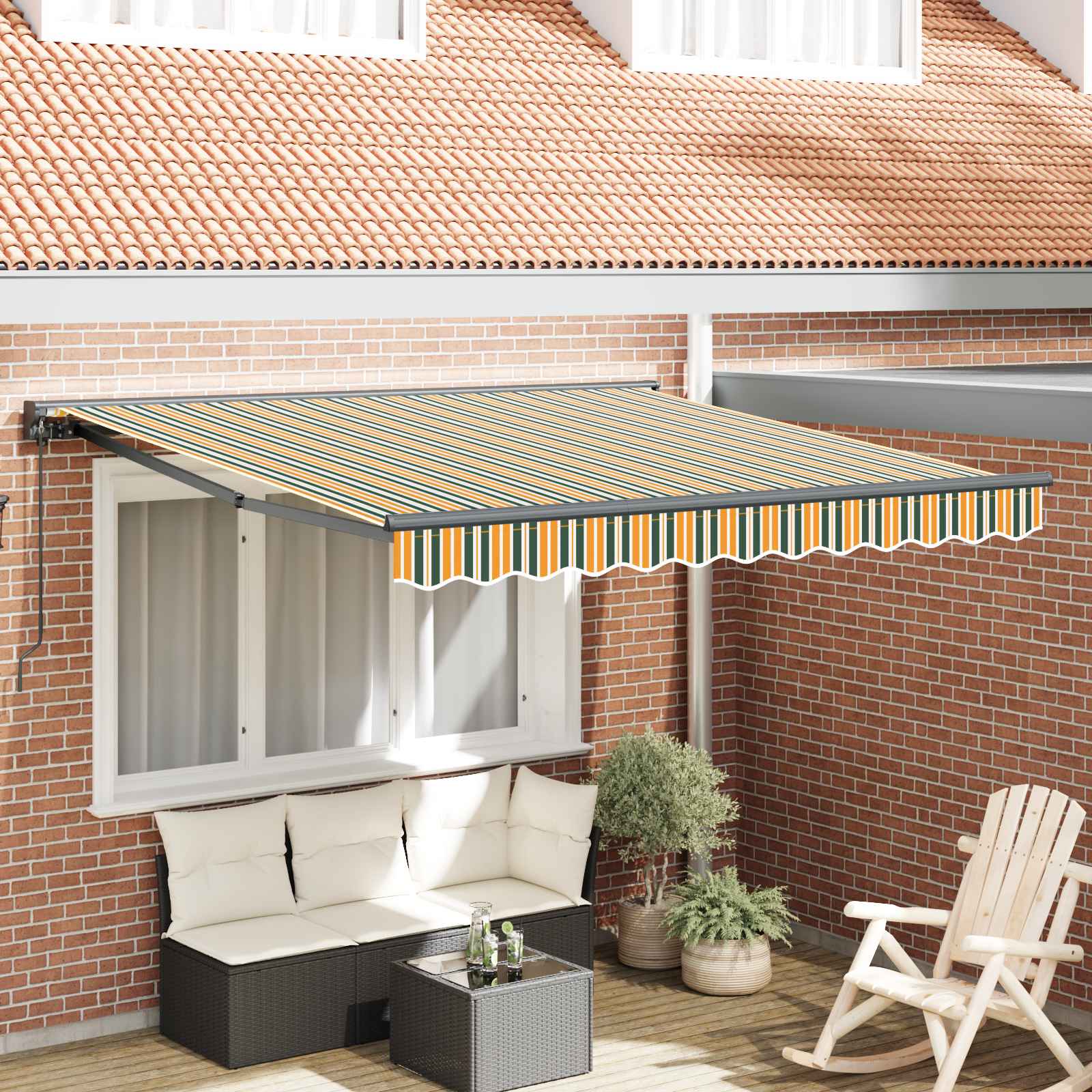 Okvir tende Zelena i žuta 350 x 250 cm Poliester s PU premazom