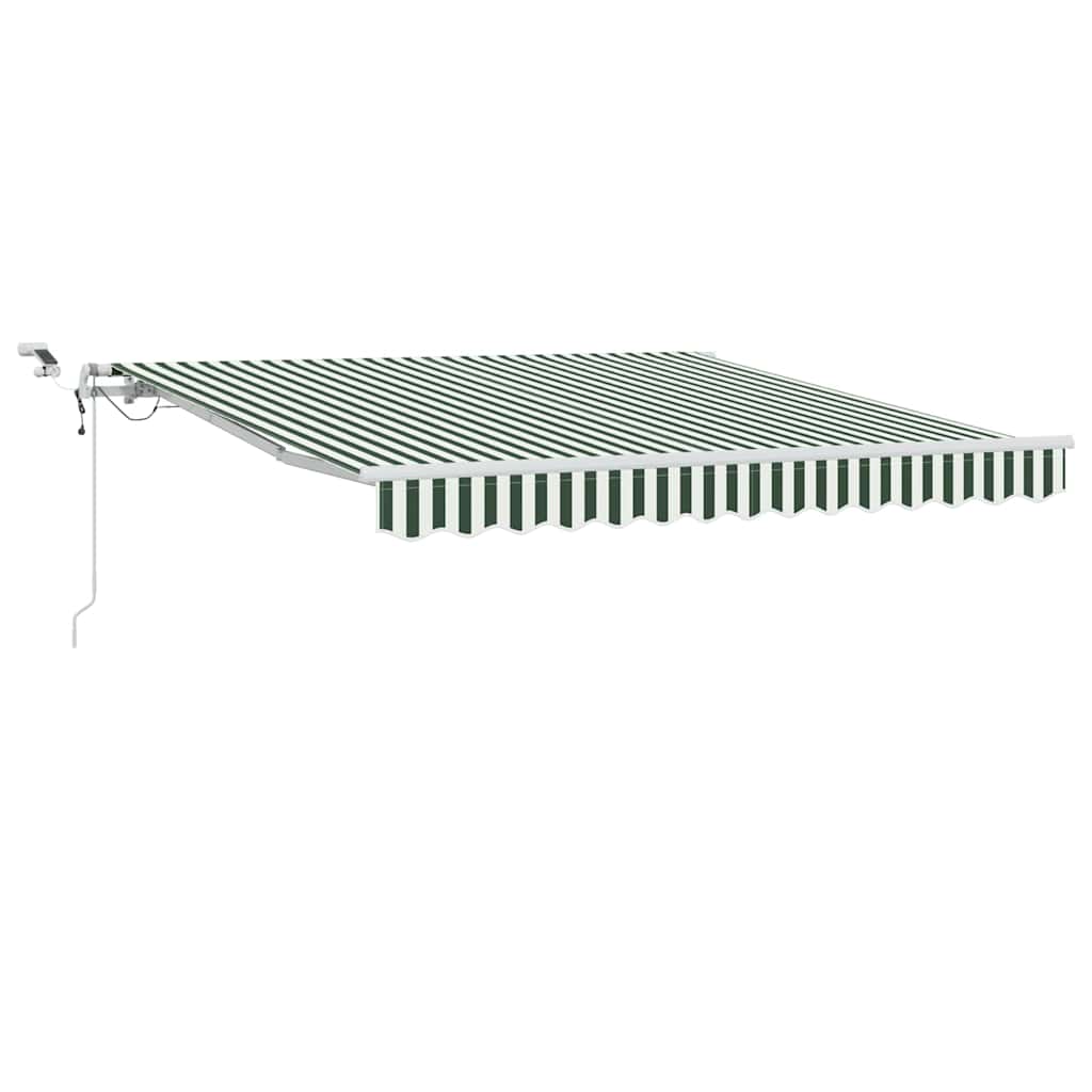 Skrovita tenda Zelena i bijela 350 x 250 cm Poliester i metal
