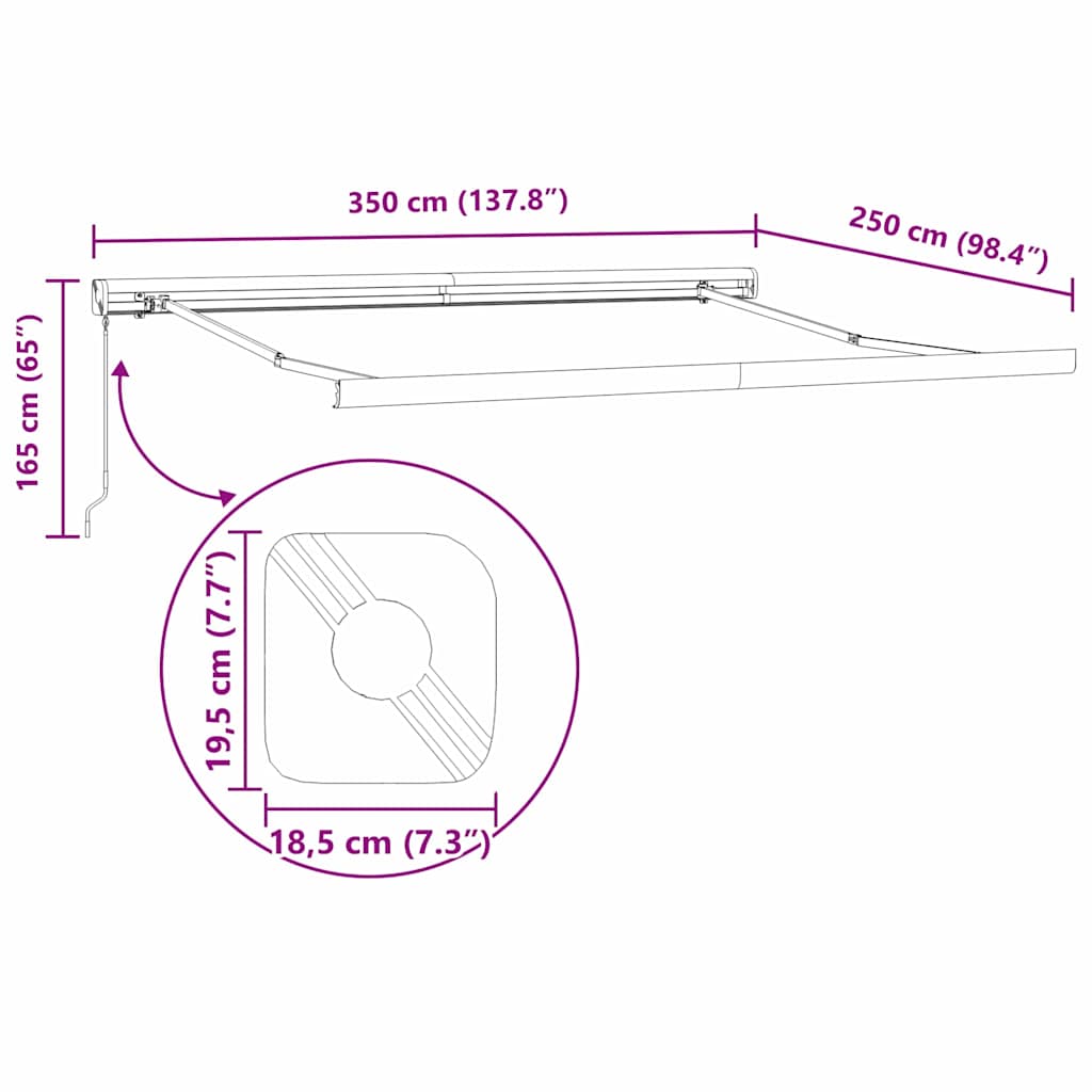 Skrovita tenda Zelena i bijela 350 x 250 cm Tkanina i Metal
