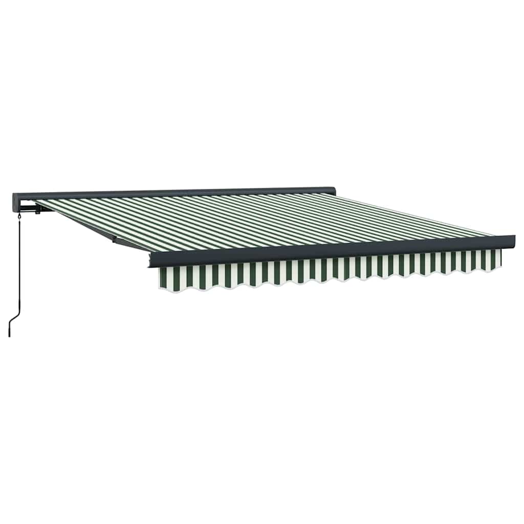 Skrovita tenda Zelena i bijela 350 x 250 cm Tkanina i Metal