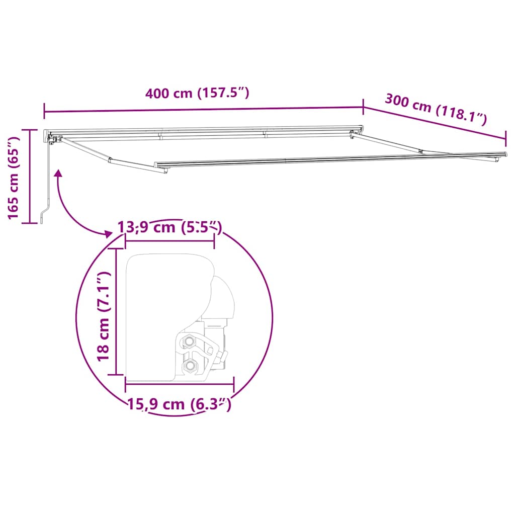 Okvir tende Žuta i bijela 400 × 300 cm Poliester s PU premazom