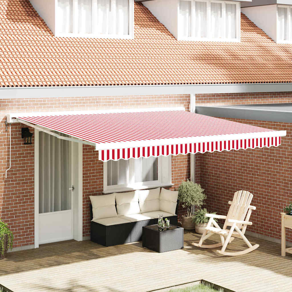 Skrovita tenda Crvena i bijela 400 × 300 cm Tkanina i Metal