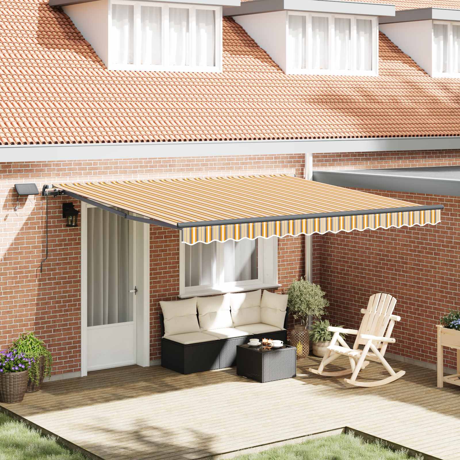Povlačivi tende Šareni 400 × 300 cm Tkanina i Aluminij